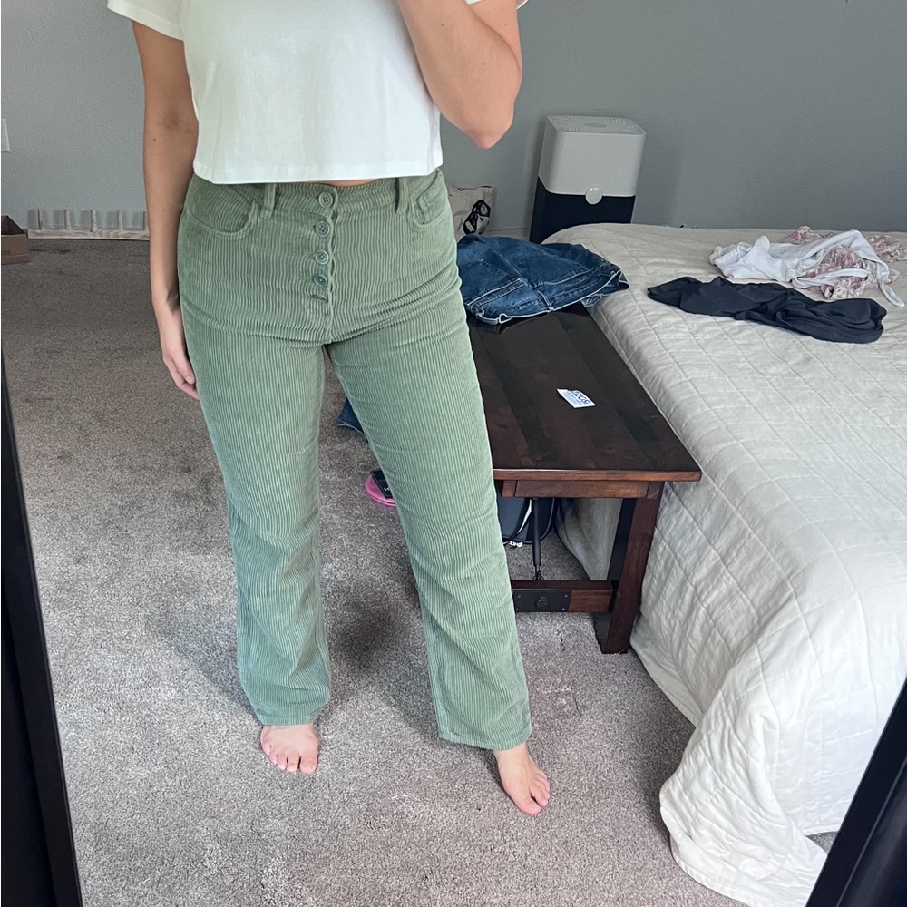 Reformation Cynthia button fly high rise straight corduroy pants